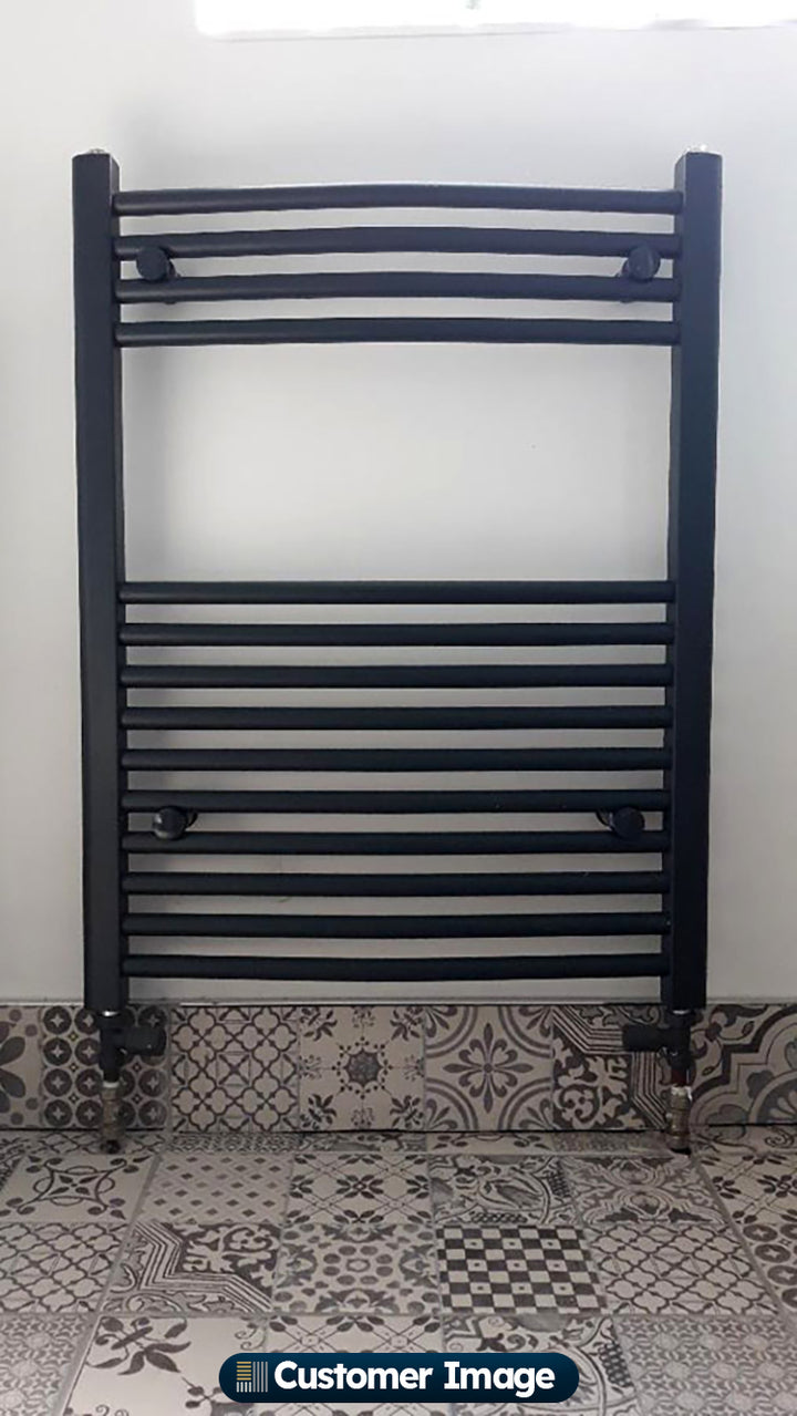 Zennor - Anthracite Heated Towel Rail - H800mm x W600mm - Curved