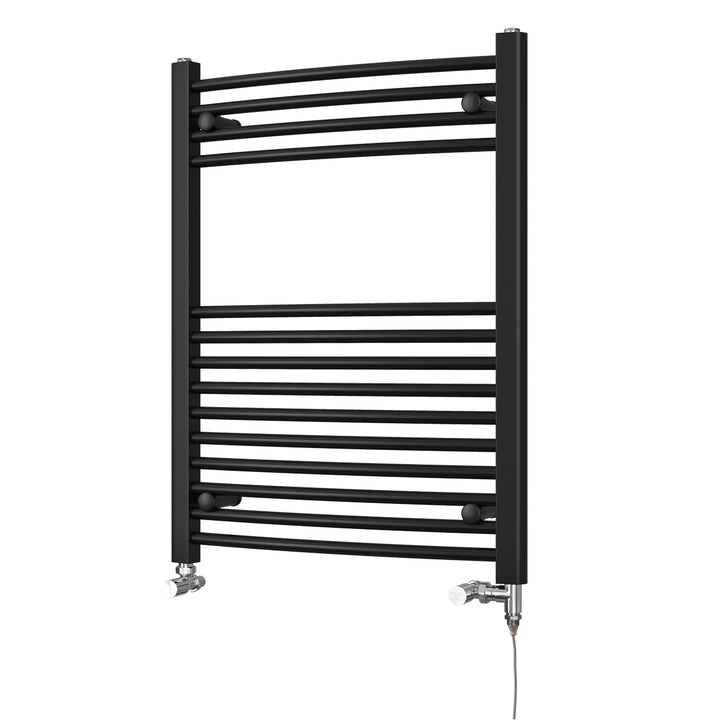 Zennor - Black Dual Fuel Towel Rail H800mm x W600mm Standard - Curved