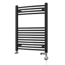 Zennor - Black Dual Fuel Towel Rail H800mm x W600mm Thermostatic - Curved
