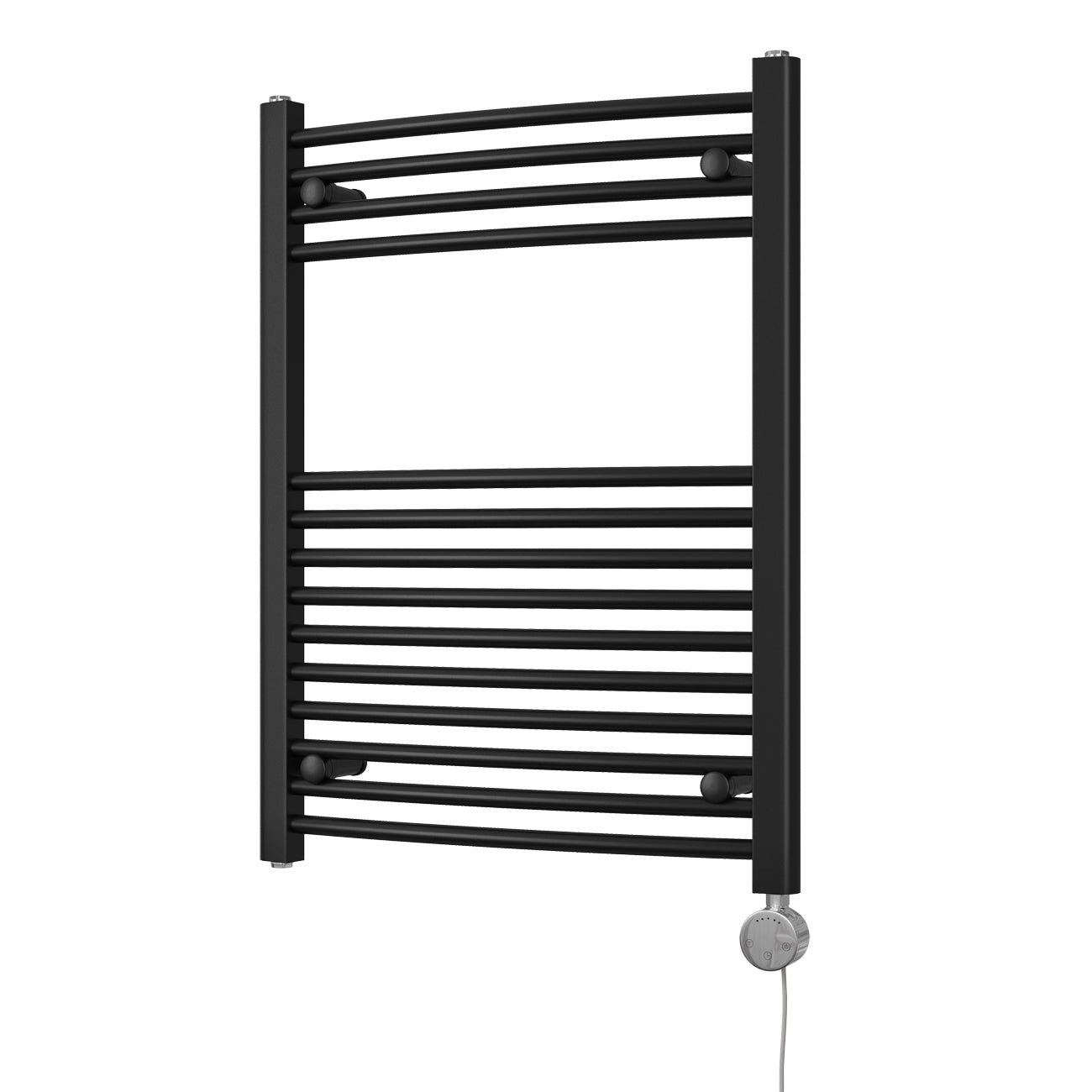 Zennor - Black Electric Towel Rail H800mm x W600mm Curved 400w Thermostatic