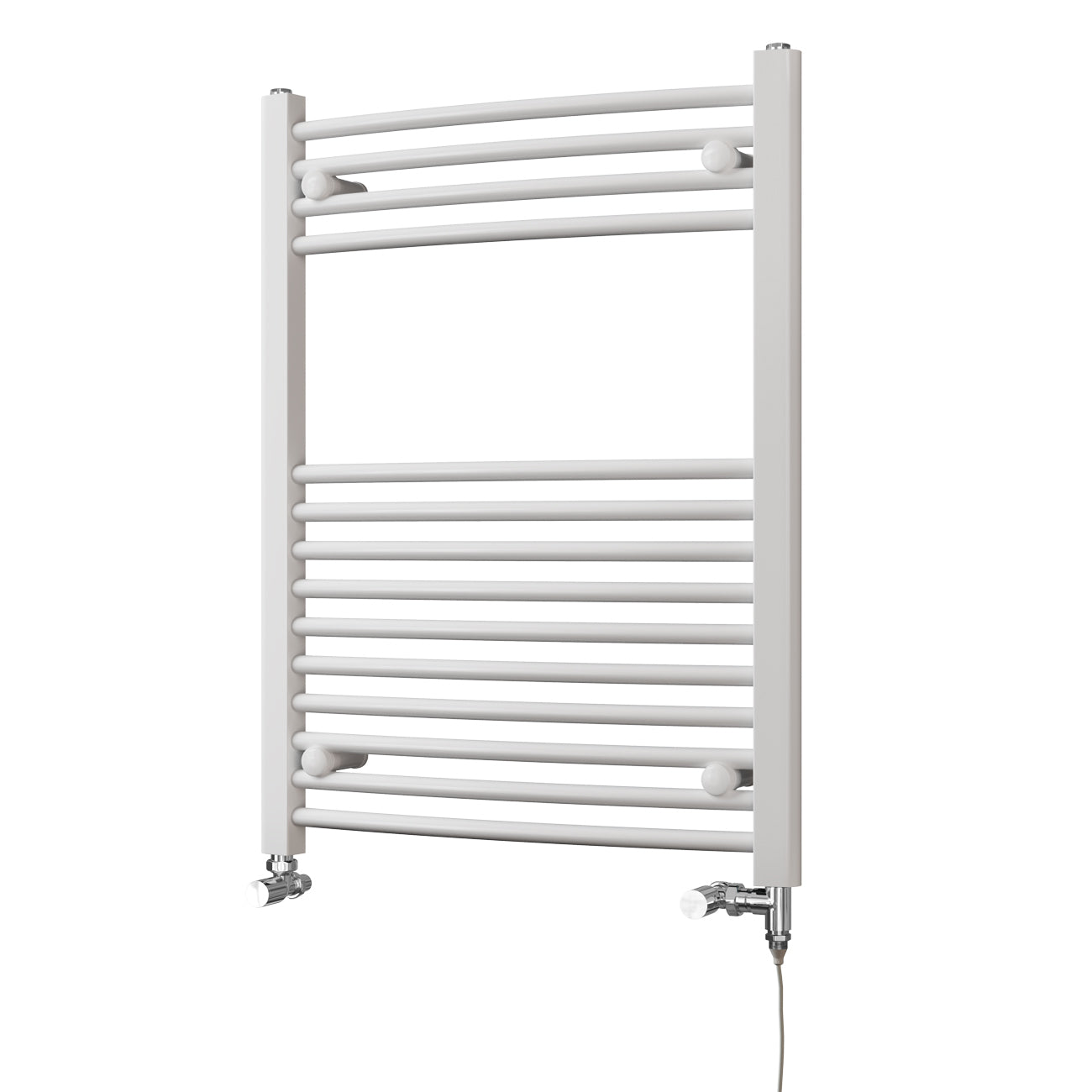 Zennor - White Dual Fuel Towel Rail H800mm x W600mm Standard - Curved
