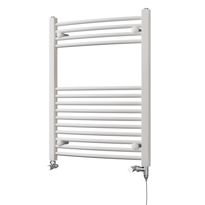 Zennor - White Dual Fuel Towel Rail H800mm x W600mm Standard - Curved