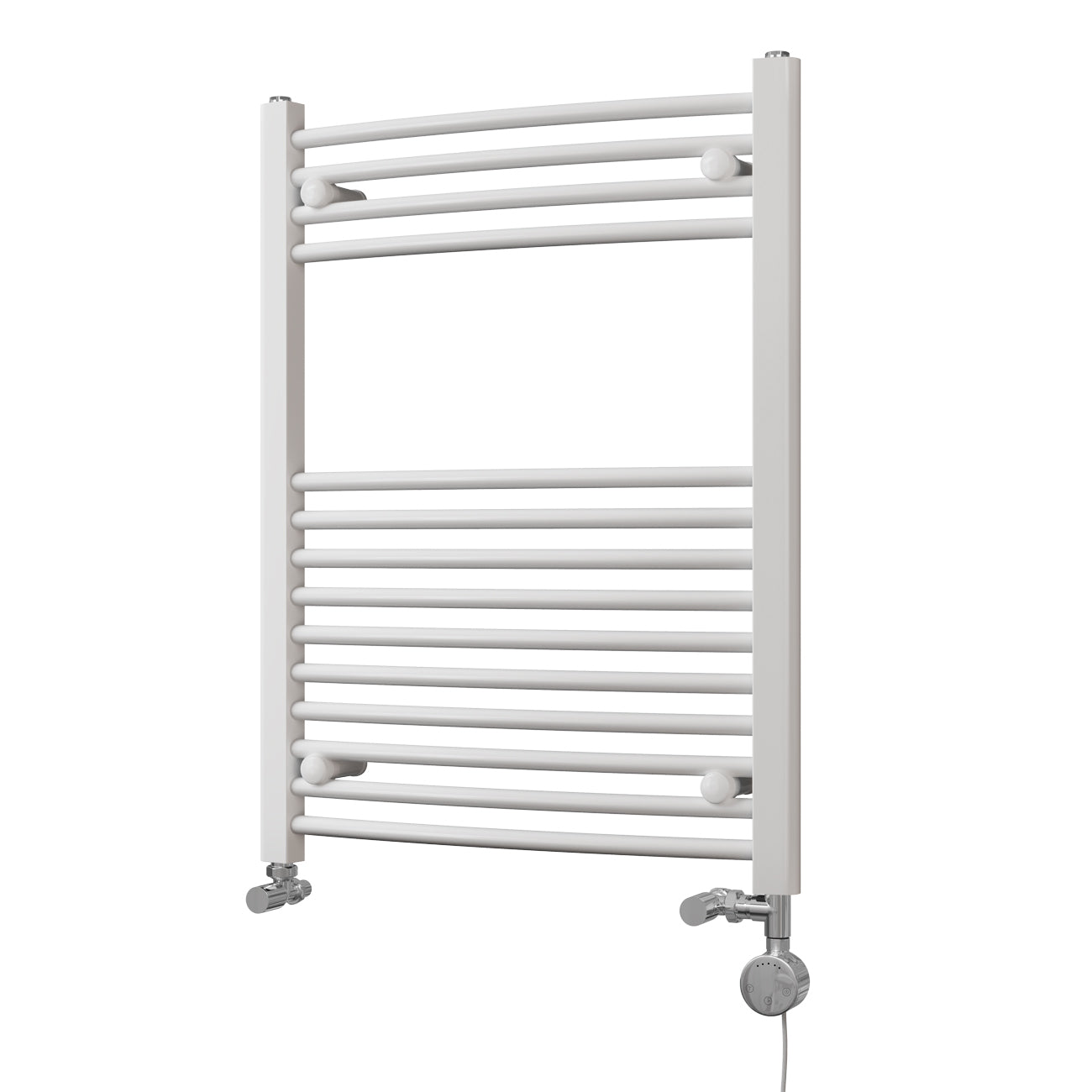 Zennor - White Dual Fuel Towel Rail H800mm x W600mm Thermostatic - Curved