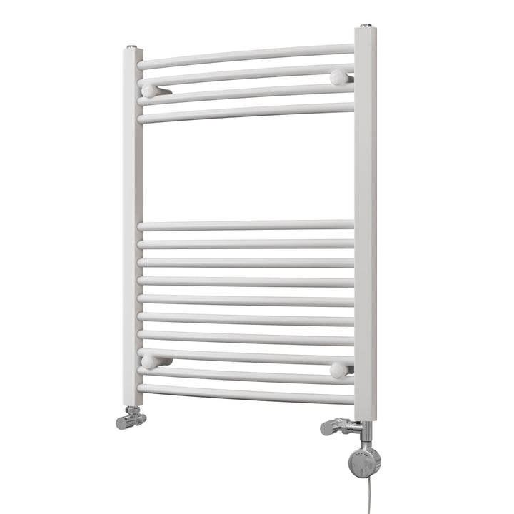 Zennor - White Dual Fuel Towel Rail H800mm x W600mm Thermostatic - Curved