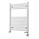 Zennor - White Dual Fuel Towel Rail H800mm x W600mm Thermostatic - Curved