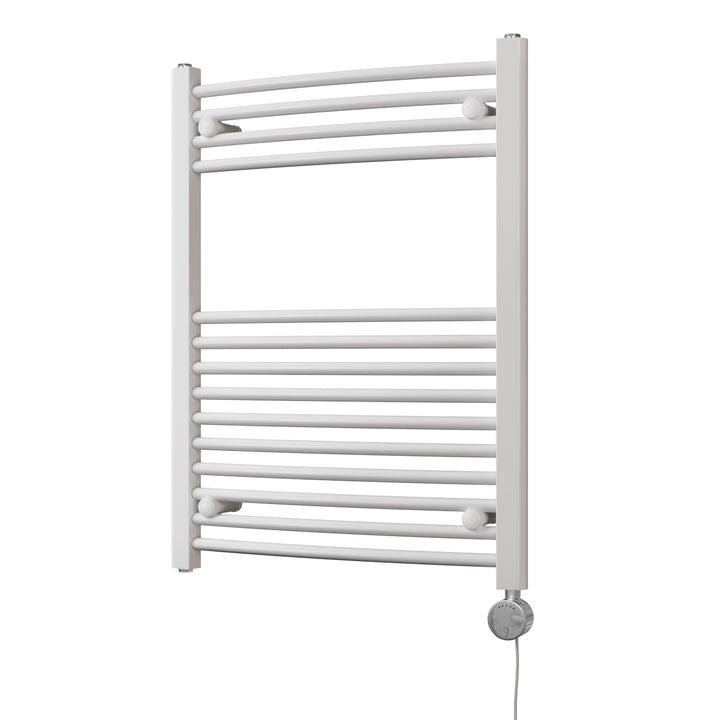 Zennor - White Electric Towel Rail H800mm x W600mm Curved 400w Thermostatic