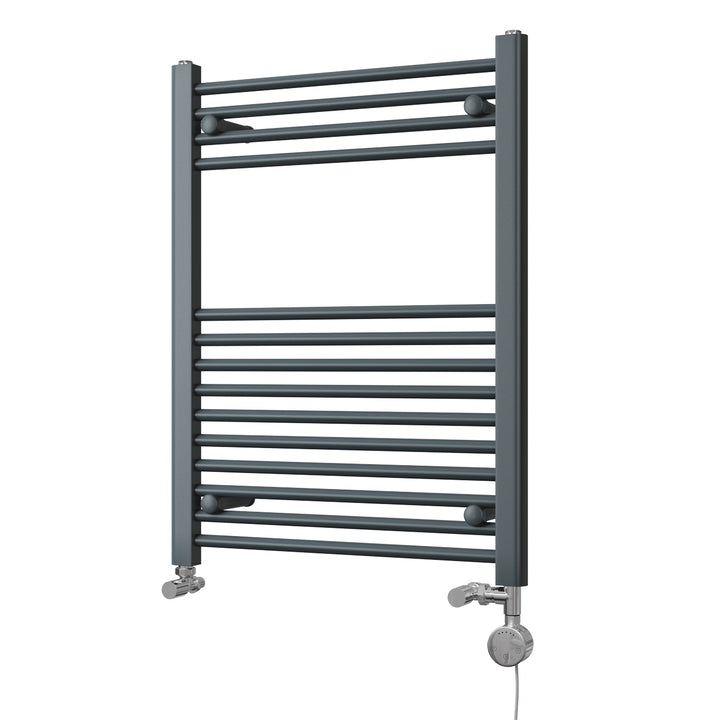 Zennor - Anthracite Dual Fuel Towel Rail H800mm x W600mm Thermostatic - Straight