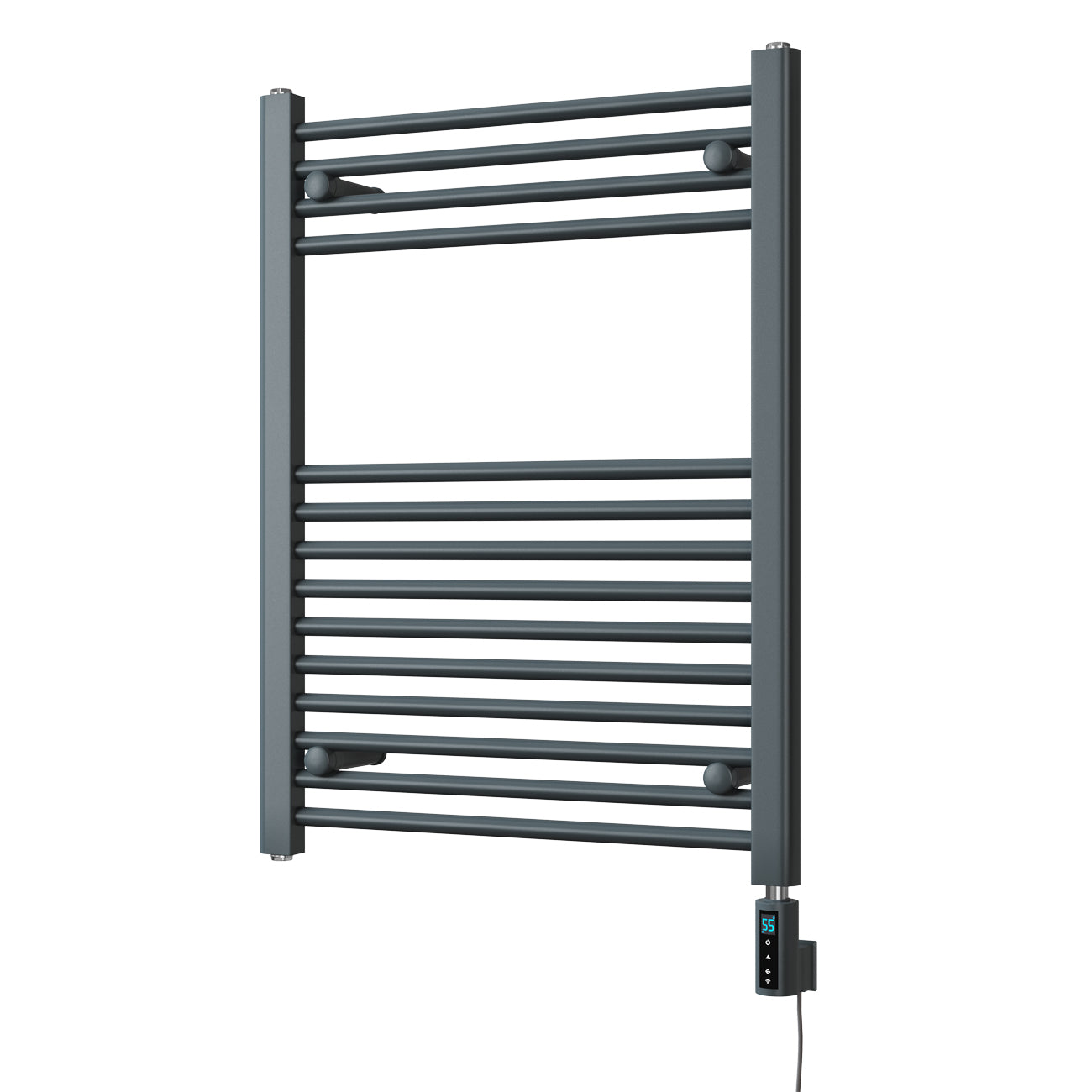 Zennor - Anthracite Electric Towel Rail H800mm x W600mm Straight 300w Thermostatic WIFI