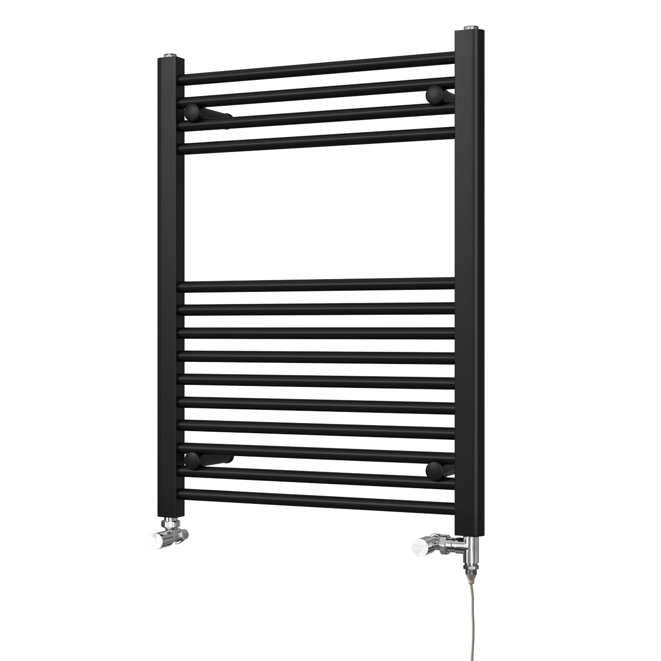 Zennor - Black Dual Fuel Towel Rail H800mm x W600mm Standard - Straight