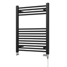 Zennor - Black Dual Fuel Towel Rail H800mm x W600mm Standard - Straight