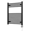 Zennor - Black Electric Towel Rail H800mm x W600mm Straight 400w Thermostatic