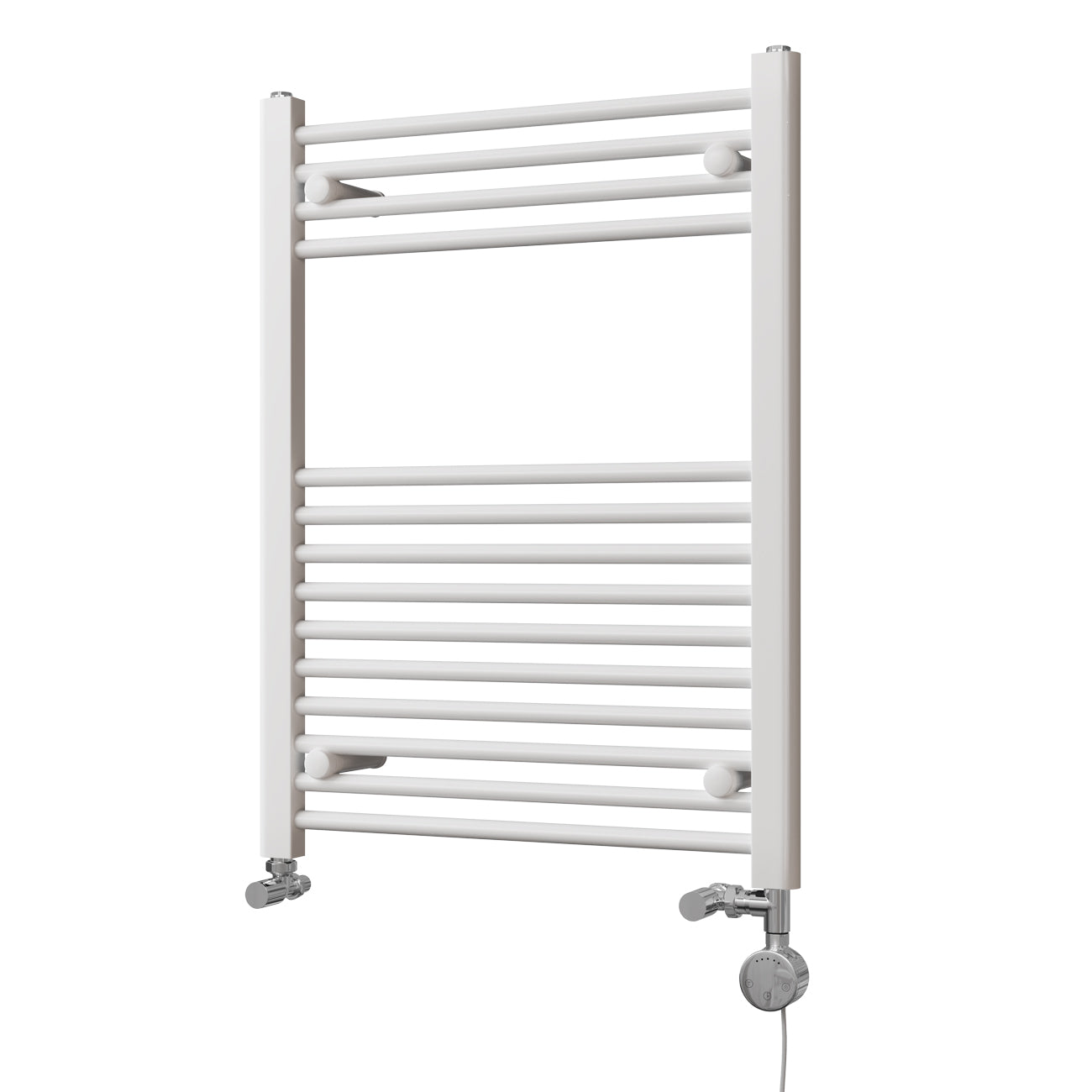 Zennor - White Dual Fuel Towel Rail H800mm x W600mm Thermostatic - Straight