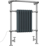 Arundel - Anthracite Traditional Dual Fuel Towel Rail H963mm x W673mm Standard - Floor Standing