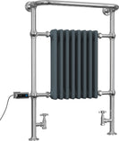 Arundel - Anthracite Traditional Dual Fuel Towel Rail H963mm x W673mm Thermostatic WIFI - Floor Standing