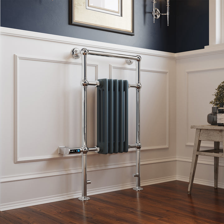 Adisham - Anthracite Traditional Electric Towel Rail H963mm x W538mm 300w Thermostatic WIFI