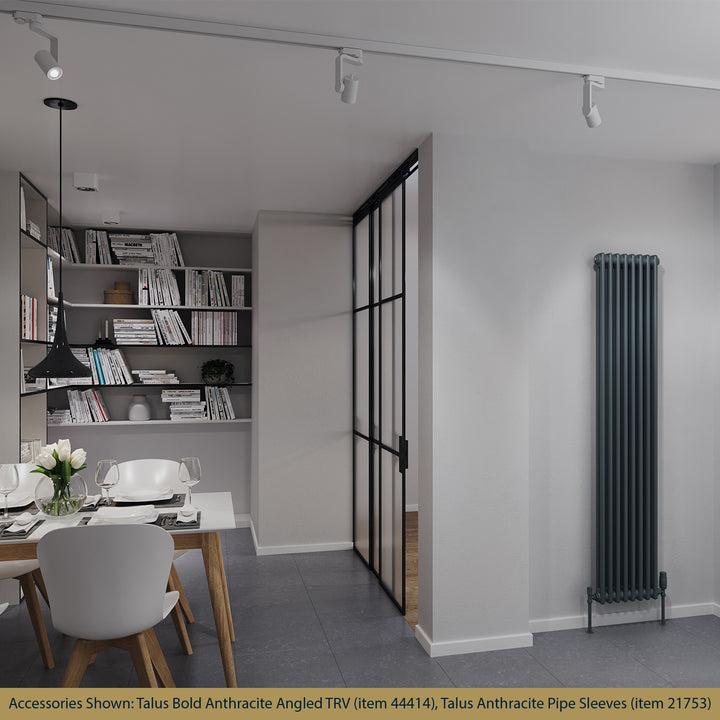 Alpha - Anthracite Vertical Column Radiator H1800mm x W372mm 2 Column - Feet Included