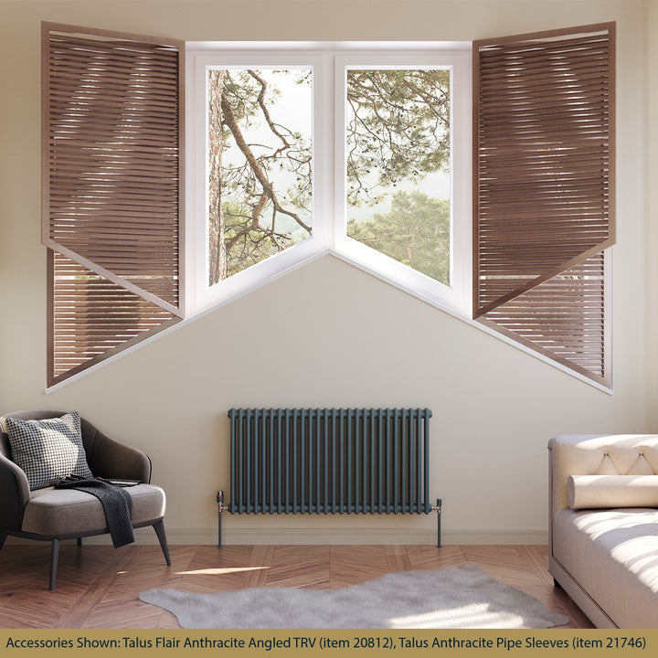 Alpha - Anthracite Column Radiator H600mm x W1164mm 2 Column - Feet Included