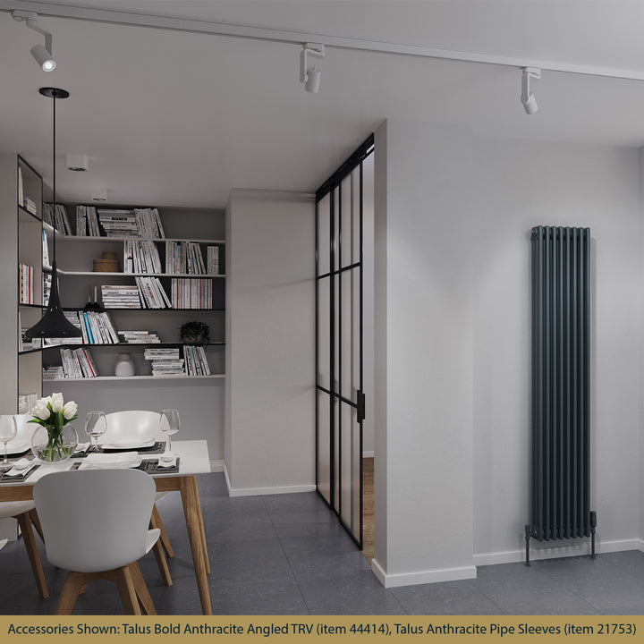 Alpha - Anthracite Vertical Column Radiator H1800mm x W376mm 3 Column - Feet Included