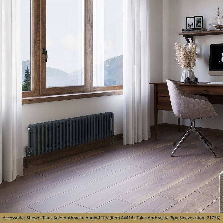 Alpha - Anthracite Column Radiator H300mm x W1177mm 3 Column - Feet Included