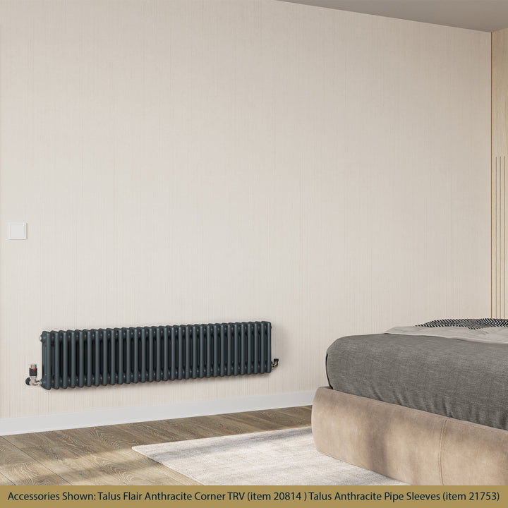 Alpha - Anthracite Column Radiator H300mm x W1355mm 3 Column - Feet Included