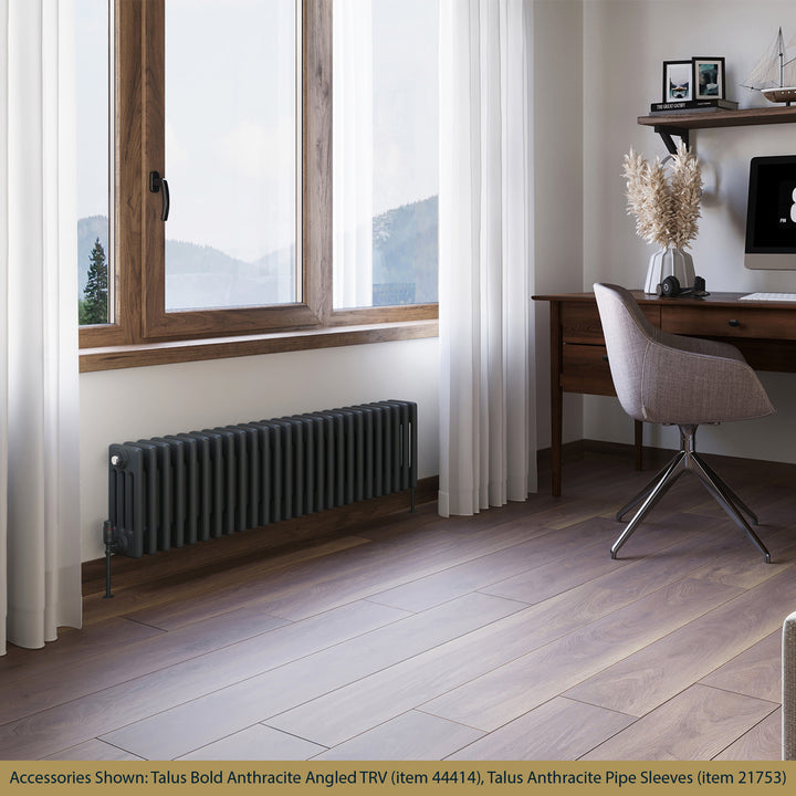 Alpha - Anthracite Column Radiator H300mm x W1164mm 4 Column - Feet Included