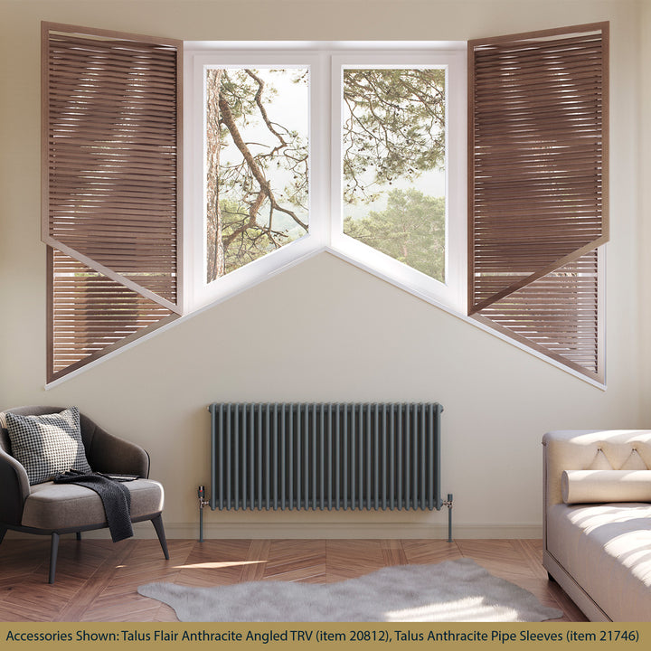 Alpha - Anthracite Column Radiator H600mm x W1340mm 4 Column  - Feet Included