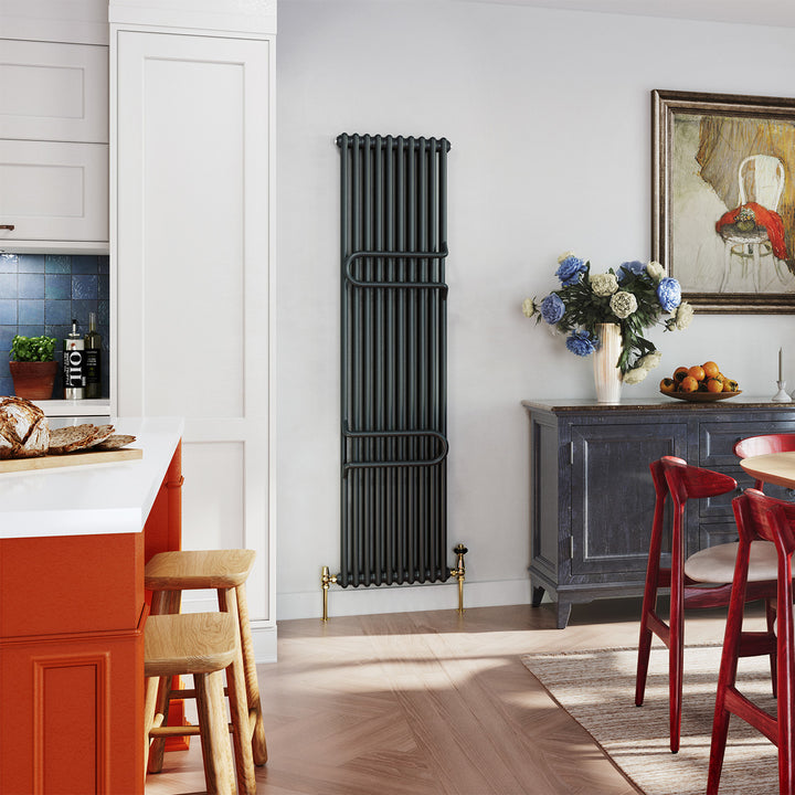Alpha - Anthracite Vertical Towel Bar Column Radiator H1800mm x W460mm 2 Column