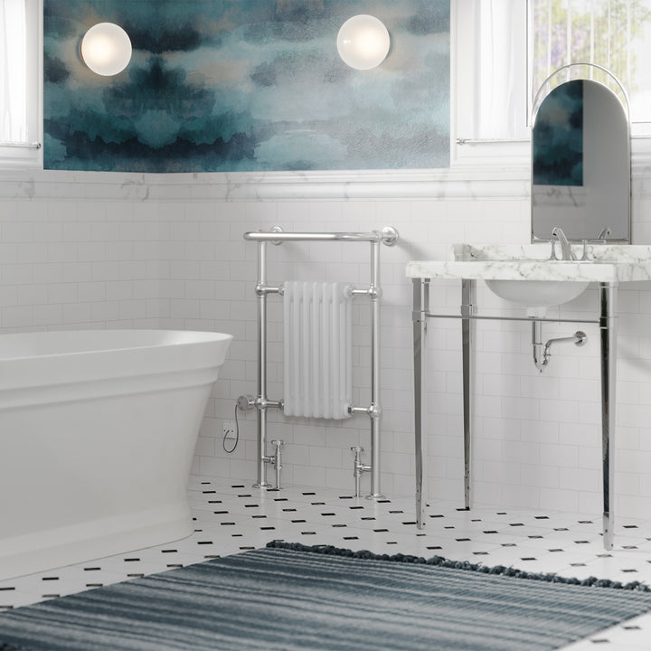 Arundel - Traditional Dual Fuel Towel Rail H963mm x W583mm Thermostatic - Floor Standing