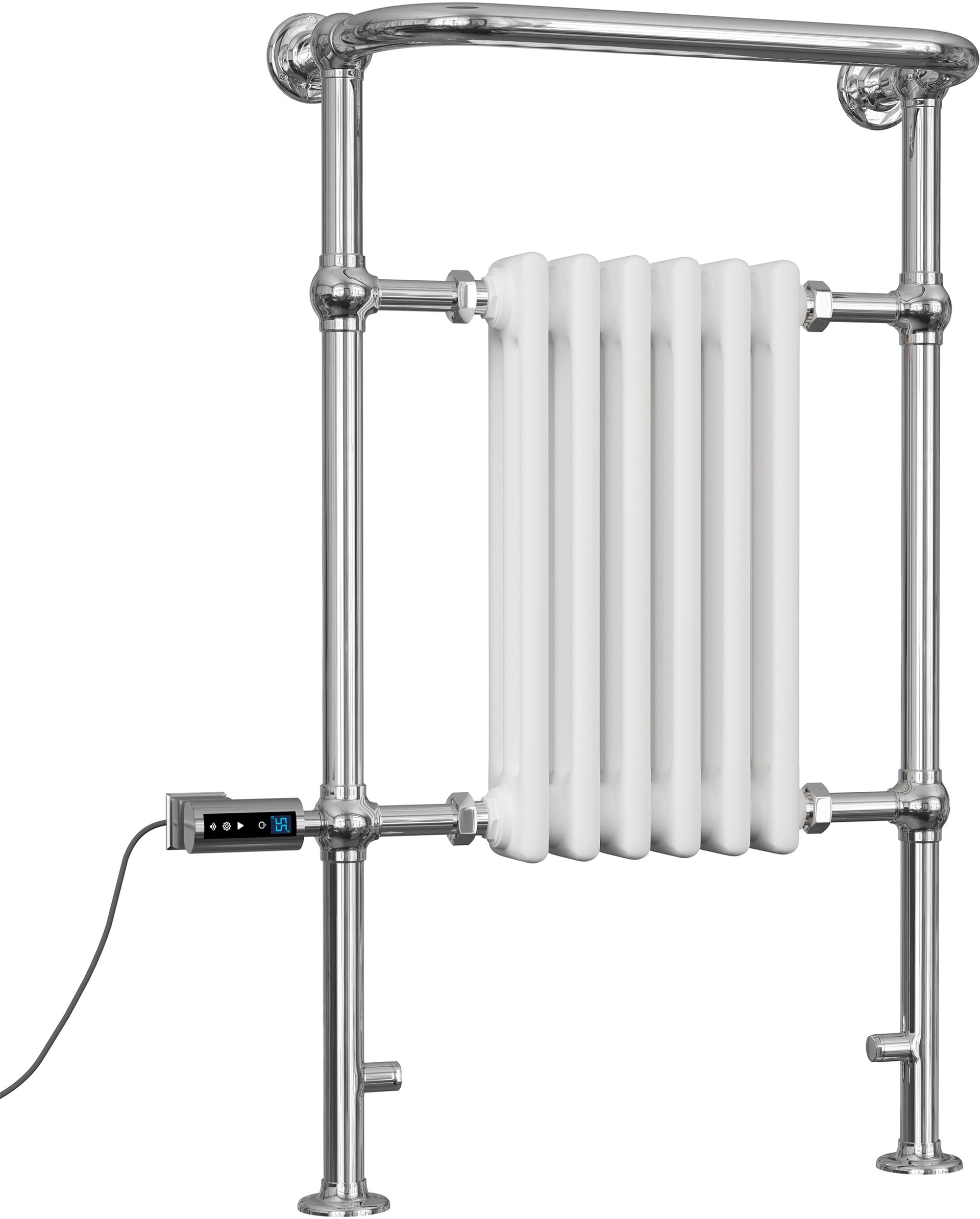 Arundel traditional electric towel rail, 963mm x 583mm, 300W thermostatic WiFi white radiator