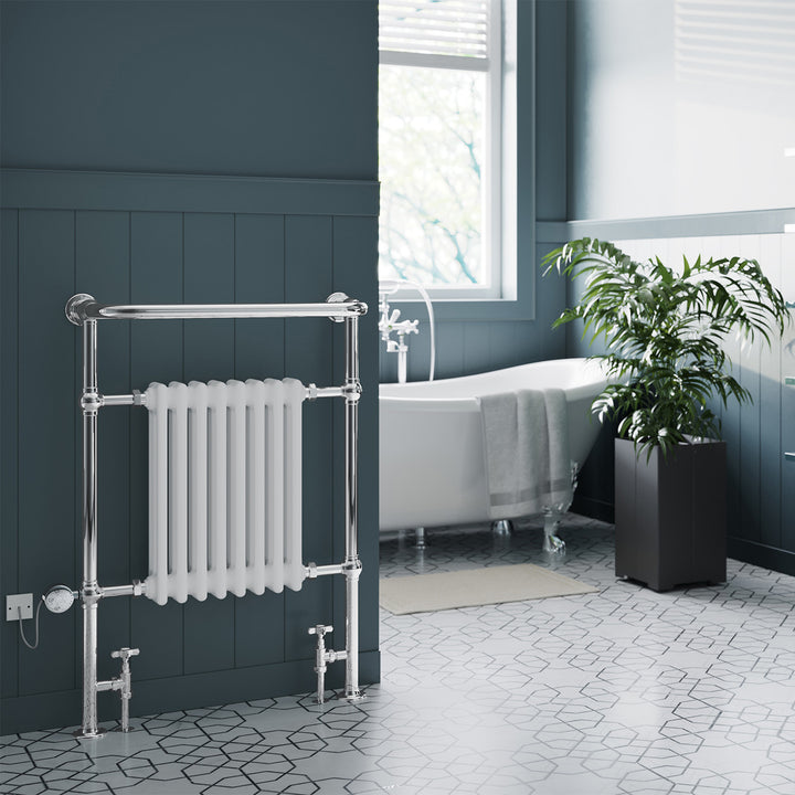 Arundel - Traditional Dual Fuel Towel Rail H963mm x W673mm Thermostatic - Floor Standing