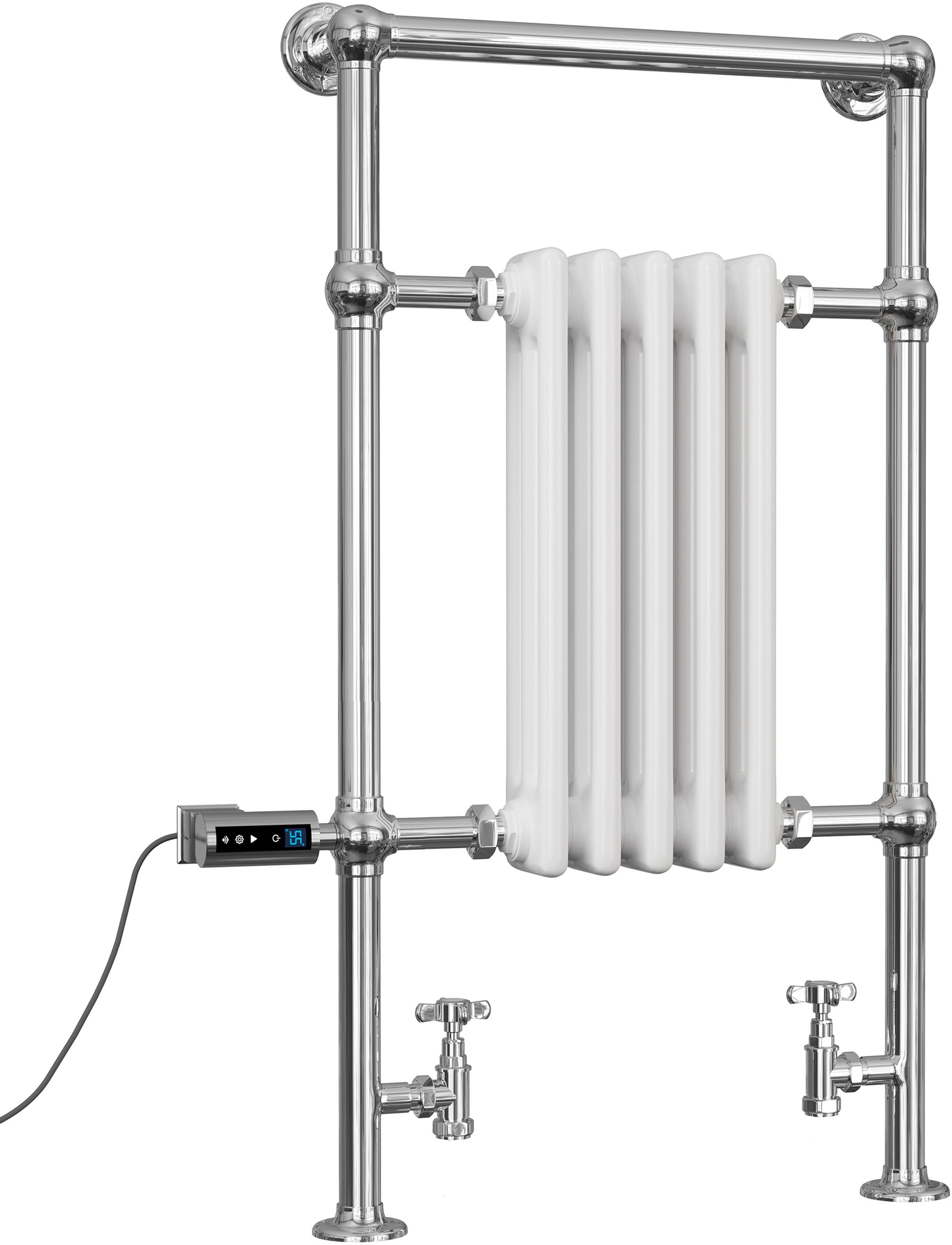 Adisham - Traditional Dual Fuel Towel Rail H963mm x W538mm Thermostatic WIFI - Floor Standing