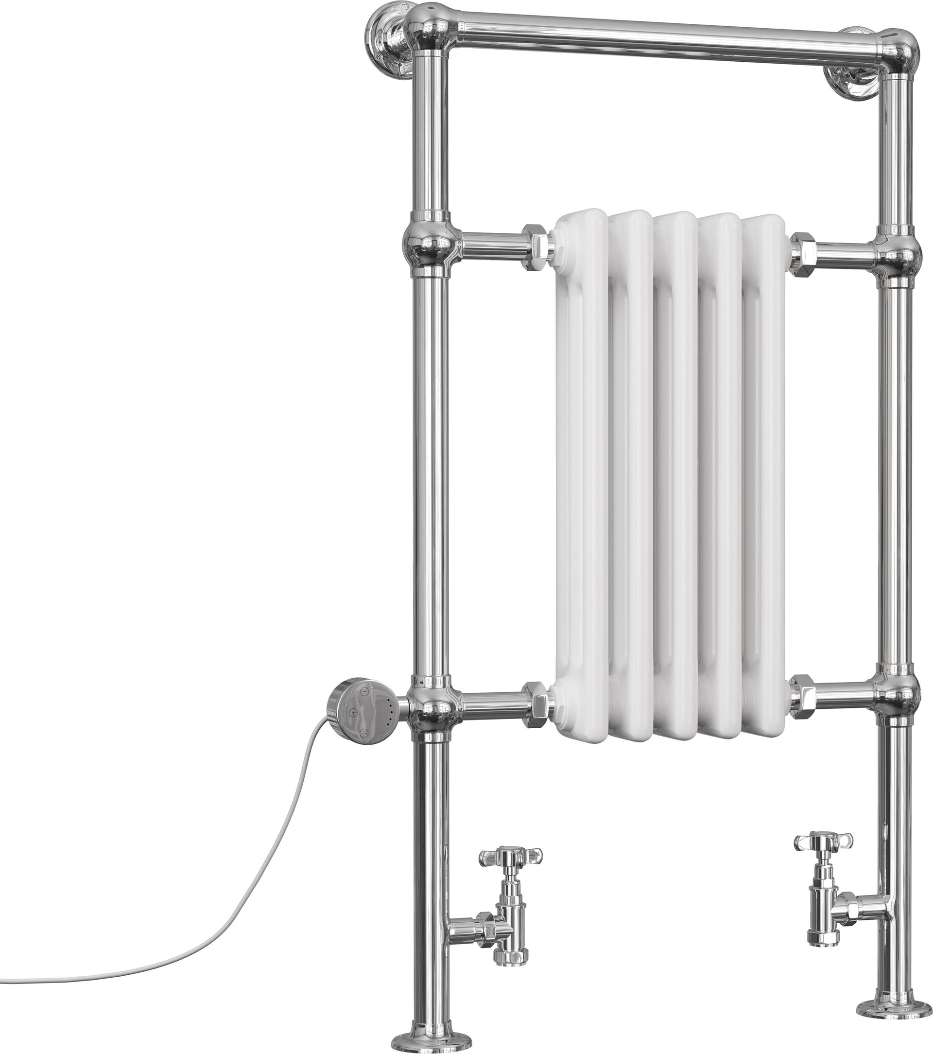 Adisham - Traditional Dual Fuel Towel Rail H963mm x W538mm Thermostatic - Floor Standing