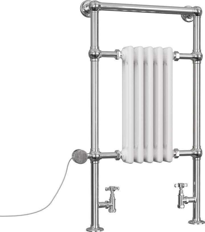 Adisham - Traditional Dual Fuel Towel Rail H963mm x W538mm Thermostatic - Floor Standing