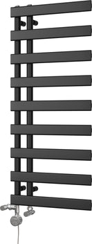 Agar - Black Dual Fuel Towel Rail H1156mm x W500mm Thermostatic