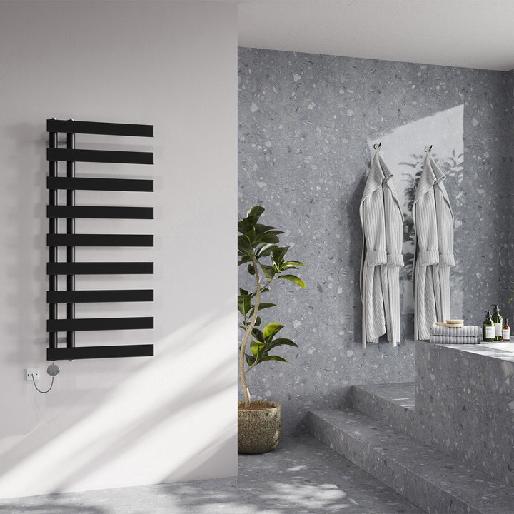 Agar - Black Electric Towel Rail H1156mm x W500mm 500w Thermostatic