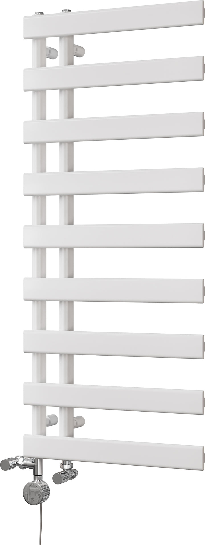 Agar - White Dual Fuel Towel Rail H1156mm x W500mm Thermostatic