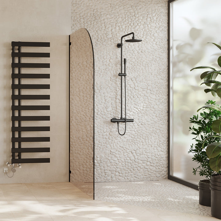 Agar - Black Dual Fuel Towel Rail H1564mm x W500mm Thermostatic