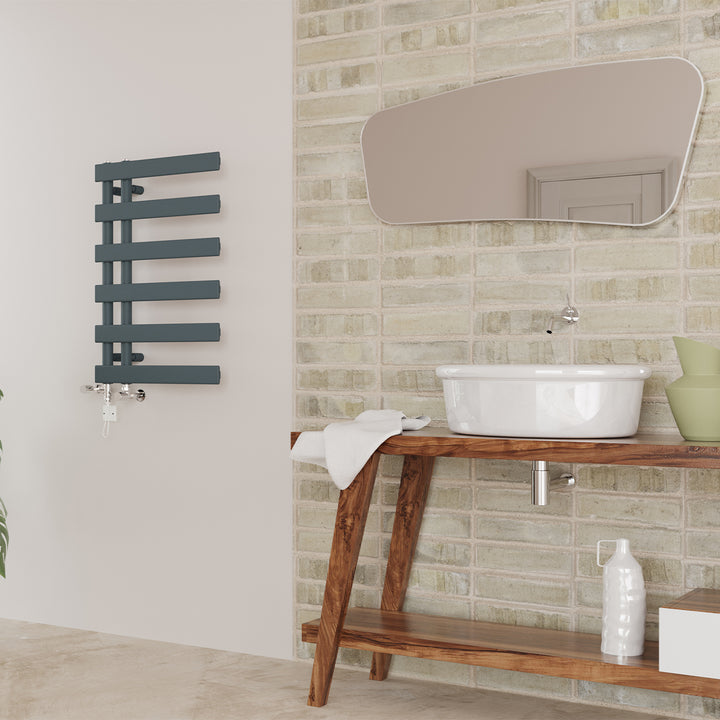 Agar - Anthracite Dual Fuel Towel Rail H748mm x W500mm Standard