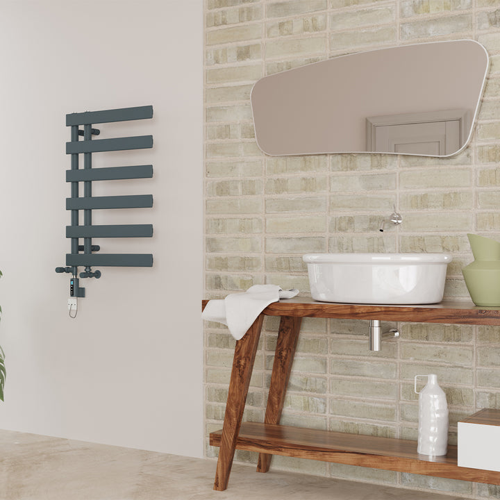 Agar - Anthracite Dual Fuel Towel Rail H748mm x W500mm Thermostatic WIFI