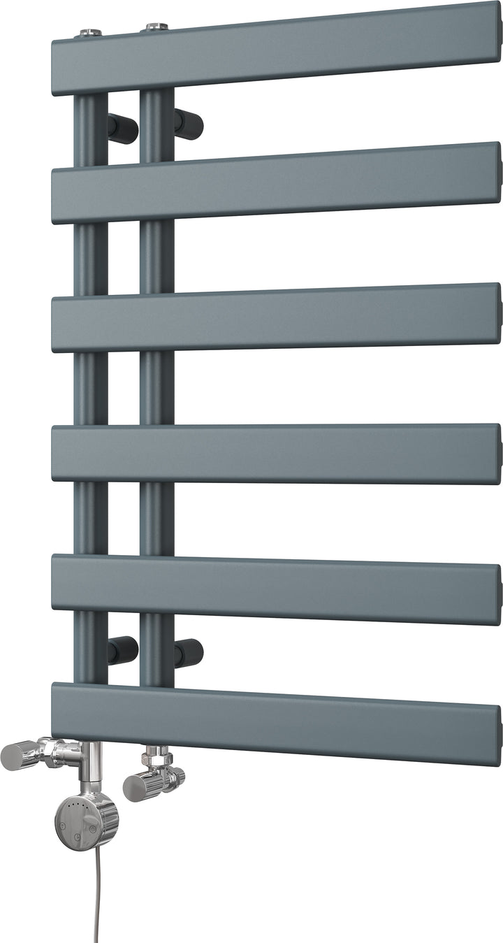 Agar - Anthracite Dual Fuel Towel Rail H748mm x W500mm Thermostatic