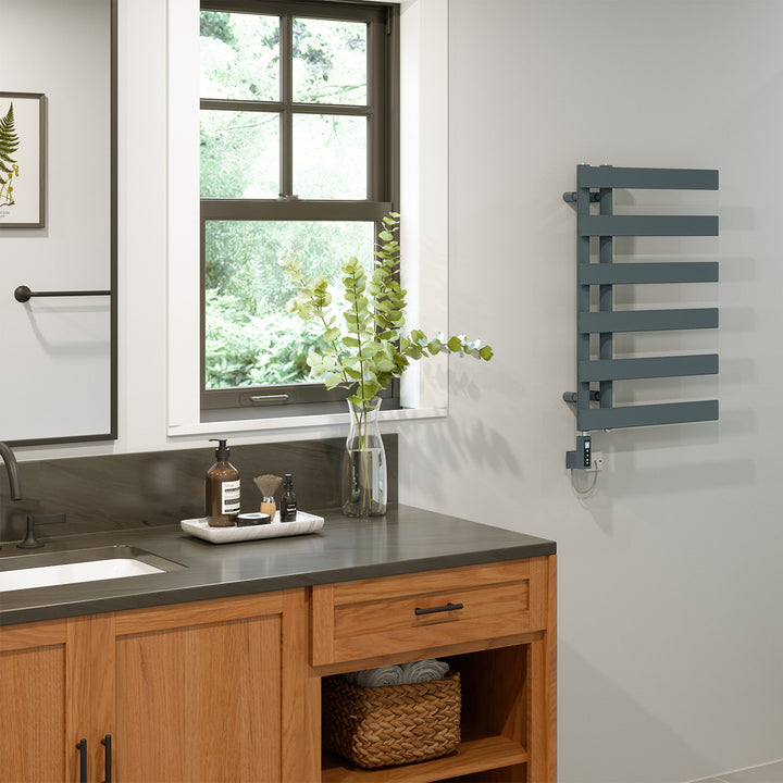 Agar - Anthracite Electric Towel Rail H748mm x W500mm 300w Thermostatic WIFI