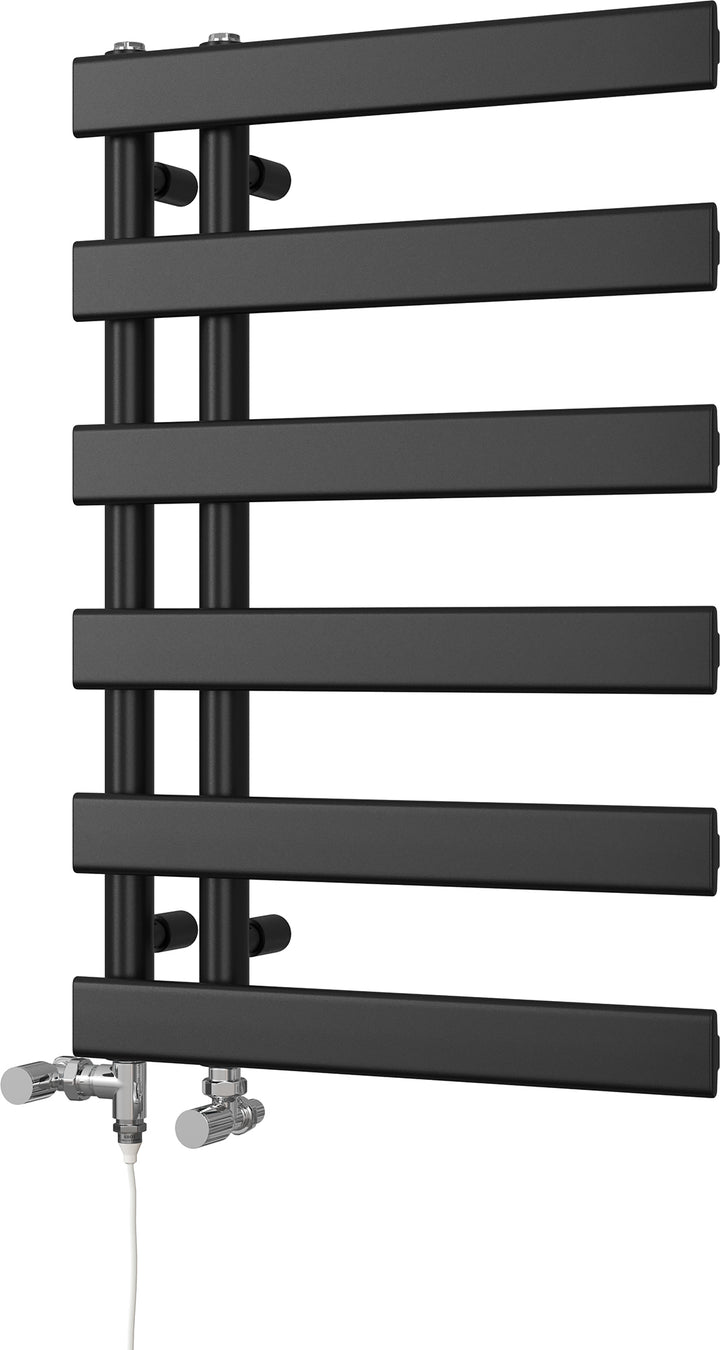 Agar - Black Dual Fuel Towel Rail H748mm x W500mm Standard