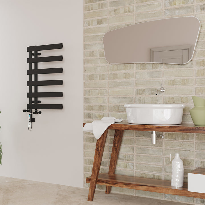 Agar - Black Dual Fuel Towel Rail H748mm x W500mm Thermostatic WIFI