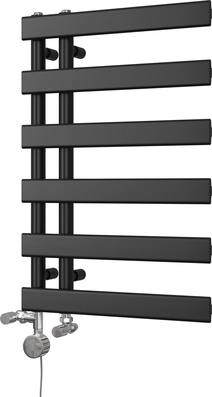 Agar - Black Dual Fuel Towel Rail H748mm x W500mm Thermostatic