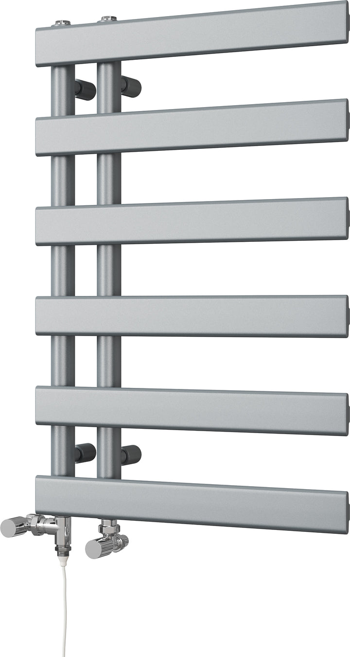 Agar - Silver Dual Fuel Towel Rail H748mm x W500mm Standard