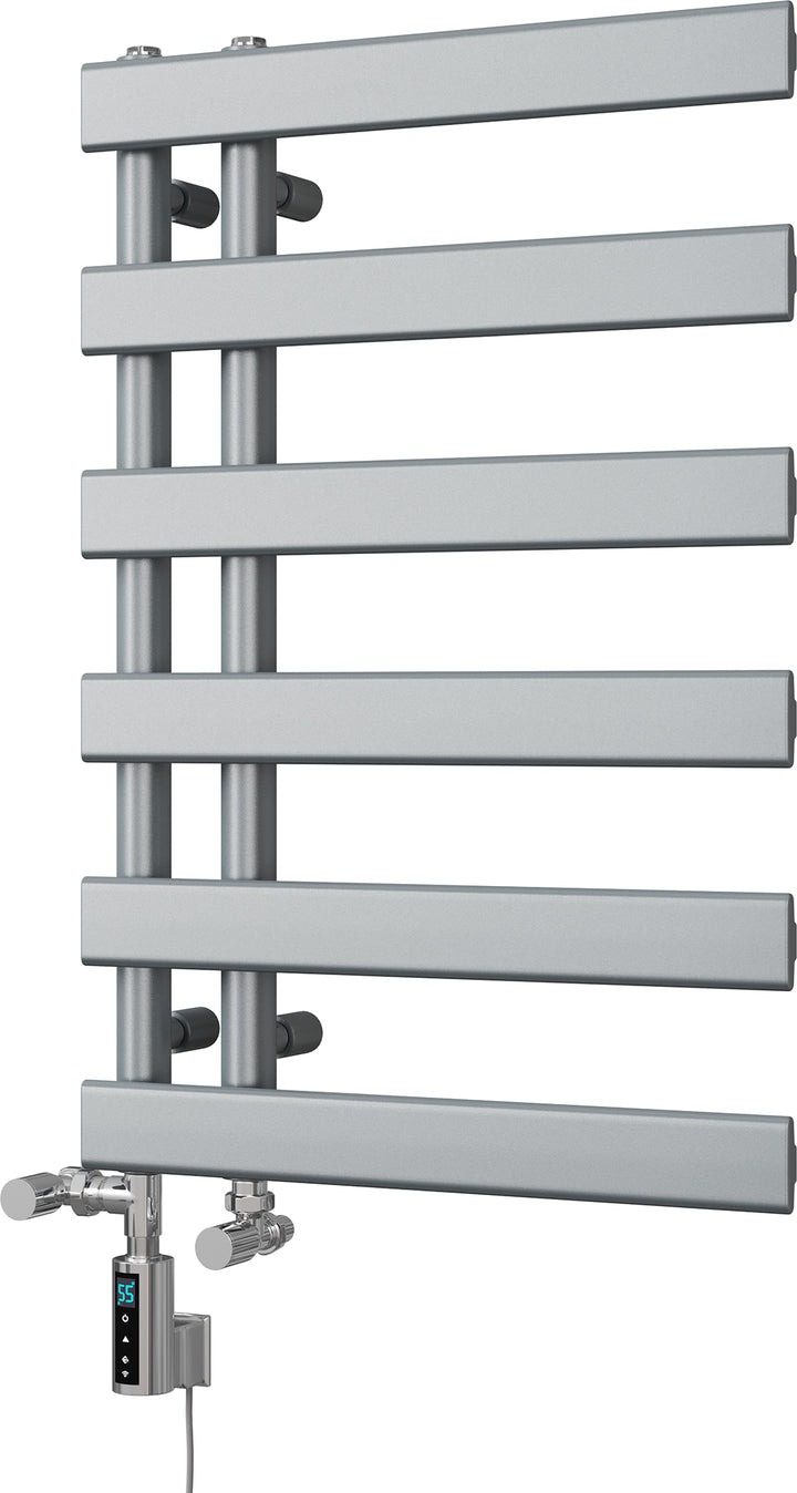 Agar - Silver Dual Fuel Towel Rail H748mm x W500mm Thermostatic WIFI