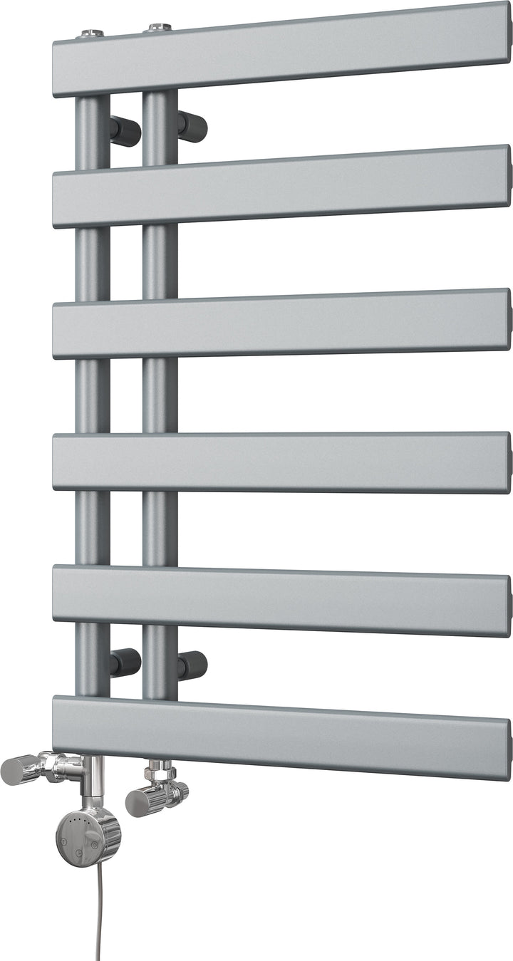 Agar - Silver Dual Fuel Towel Rail H748mm x W500mm Thermostatic