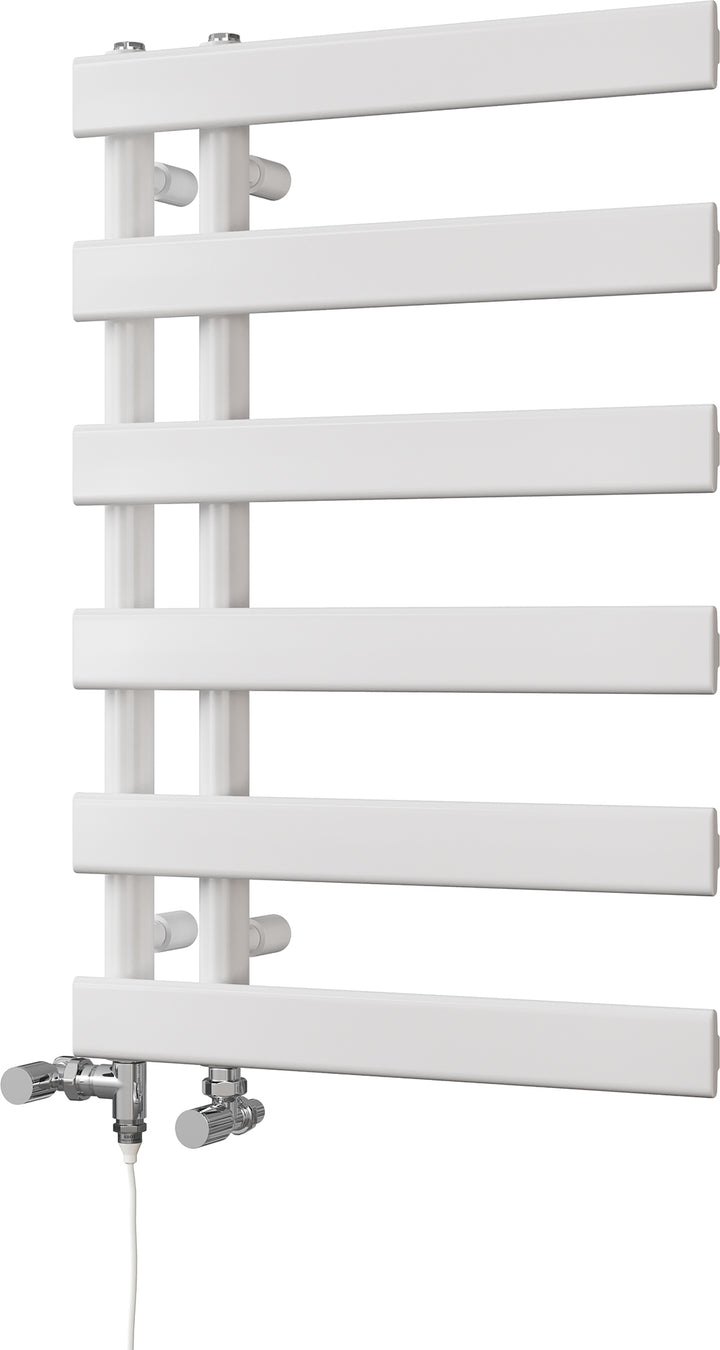 Agar - White Dual Fuel Towel Rail H748mm x W500mm Standard