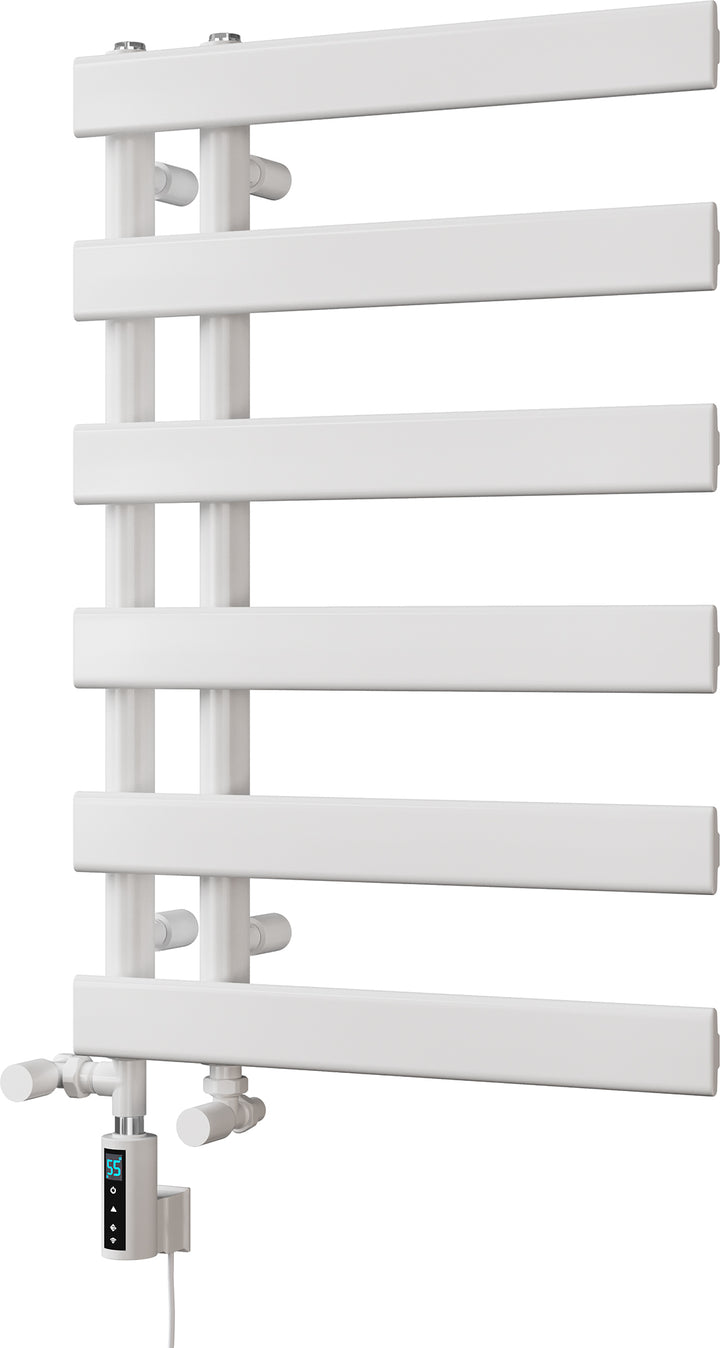 Agar - White Dual Fuel Towel Rail H748mm x W500mm Thermostatic WIFI