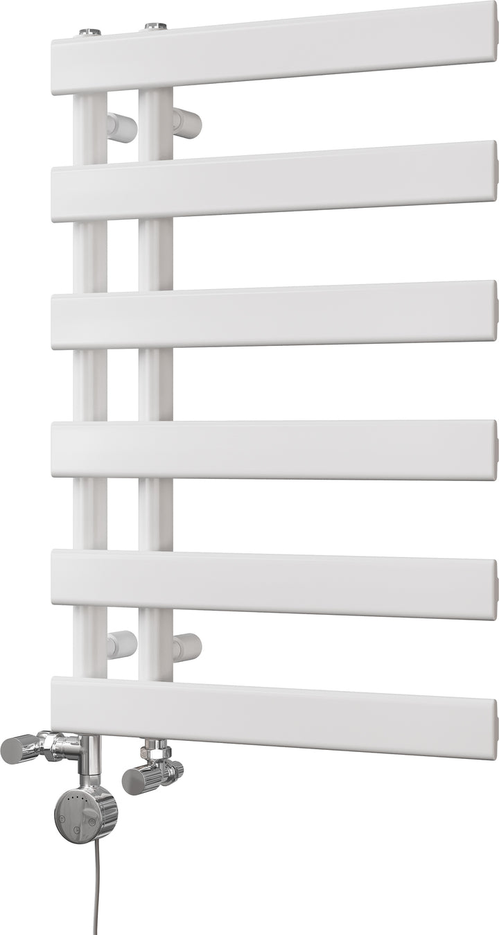 Agar - White Dual Fuel Towel Rail H748mm x W500mm Thermostatic